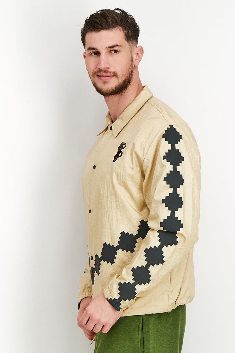 PUMA تي شيرت تدريب بأكمام طويلة للرجال بتصميم عادي، مزيج بيج وأسود - Image 4